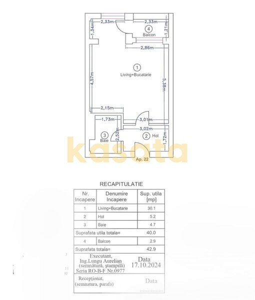 Pipera studio Ivory Residence  43mp  prima inchiriere   parcare subterana